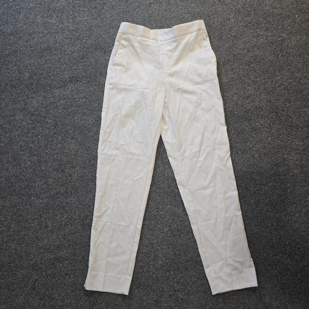 Banana Republic Pants Womens Size Small Tall White Tapered High Rise Linen Blend